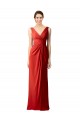 Shirred Long Floor Length Chiffon Bridesmaid Dress with V-Back Bristol
