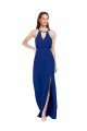 High Keyhole Neck Long Chiffon Bridesmaid Dress with Slit Bristol