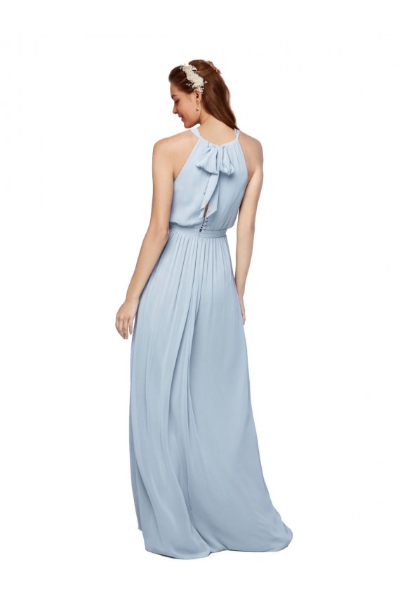 High Keyhole Neck Long Chiffon Bridesmaid Dress with Slit Bristol