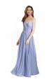 Ruched Criss Over Bodice Chiffon Bridesmaid Dress with Lace Open Back Bristol