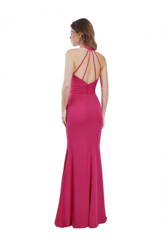Slim A-Line Long Chiffon Bridesmaid Dress with Strappy Back Bristol