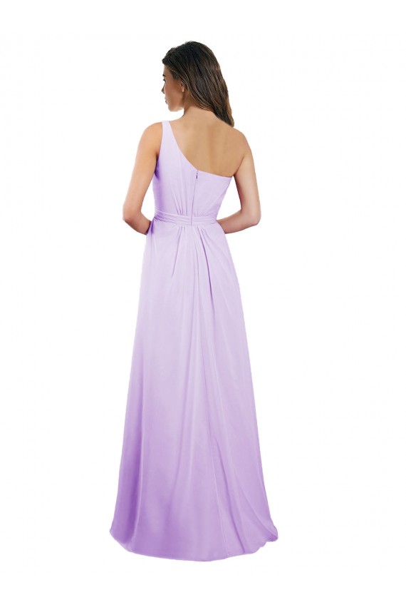 Draped One Shoulder A-Line Long Chiffon Bridesmaid Dress Bristol