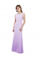 Chiffon Column Bridesmaid Dress with High Round Neckline and Cap Sleeves Bristol