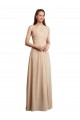 Draped Halter Neck Long Chiffon Bridesmaid Dress with Tie Back Bristol