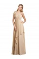 Draped Long Chiffon A-Line Dress with Cascading Ruffles Bristol