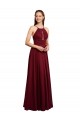 Long A-Line Halter Neck Chiffon Bridesmaid Dress with Draped Bodice Bristol