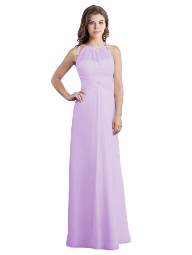 Sweetheart Long Chiffon Bridesmaid Dress with Halter Straps Bristol