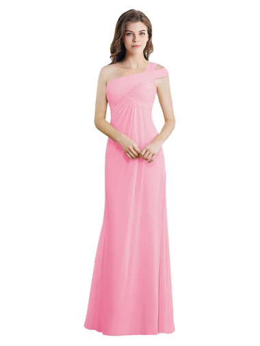 Single Shoulder Chiffon Bridesmaid Dress with Draped Bodice Bristol
