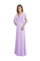 A-Line Draped Chiffon Bridesmaid Dress with V-Neck and Split Sleeves Bristol
