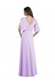 A-Line Draped Chiffon Bridesmaid Dress with V-Neck and Split Sleeves Bristol