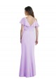 Ruffled Neckline Cold Shoulder Long Chiffon Bridesmaid Dress Bristol
