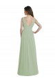 V-Neck A-Line Long Chiffon Bridesmaid Dress with Draped Bodice Bristol