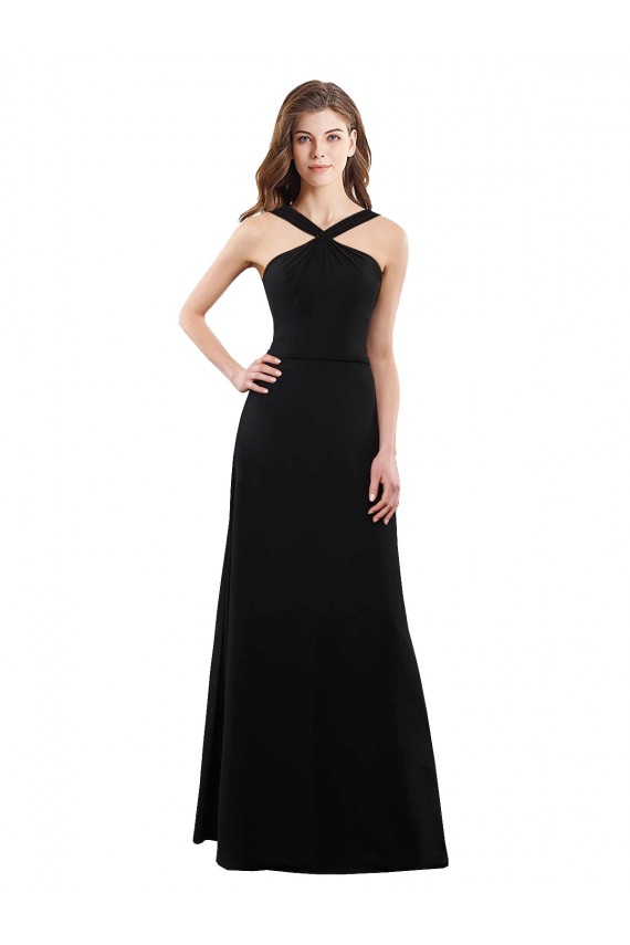 Chiffon A-Line Bridesmaid Dress with Criss Cross Halter Top Bristol
