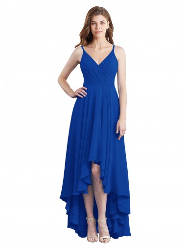 Draped High Low Chiffon Bridesmaid Dress with Cross Over Bodice Bristol