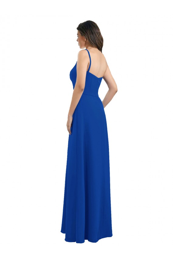 One Shoulder A-Line Chiffon Bridesmaid Dress with Pleated Bodice Bristol