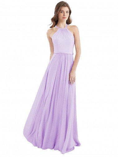 Halter Chiffon A-Line Bridesmaid Dress with Flounce Back Bristol
