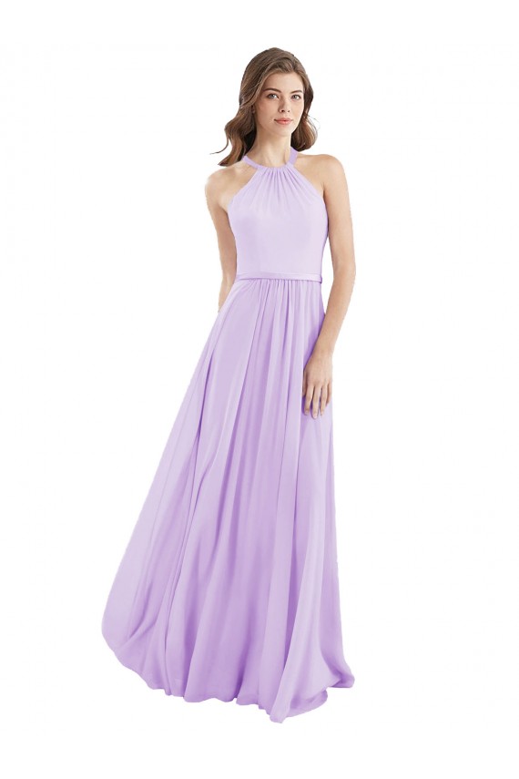 Halter Chiffon A-Line Bridesmaid Dress with Flounce Back Bristol