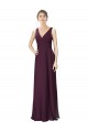 Long Chiffon Bridesmaid Dress with Ruched Criss Cross V-Neck Bodice Bristol