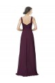 Long Chiffon Bridesmaid Dress with Ruched Criss Cross V-Neck Bodice Bristol