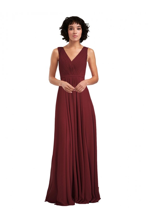Sleeveless V-Neck Pleated Chiffon Bridesmaid Dress Bristol