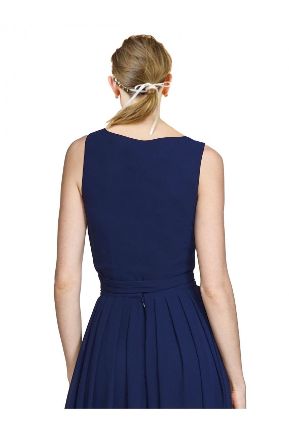 V-Neck Ruched Chiffon Bridesmaid Dress with Waistband Bristol