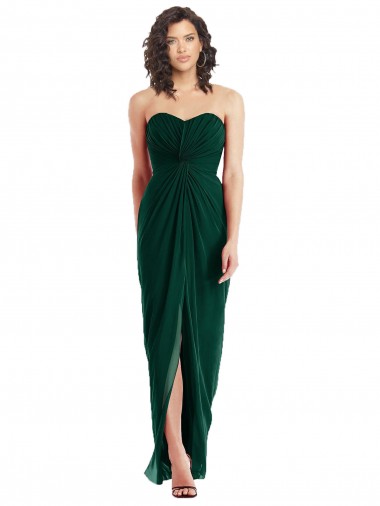 Twist Front Draped Chiffon Bridesmaid Dress with Slit Bristol