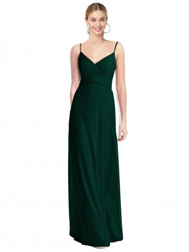 Wide V-Neck Long Spaghetti Strap Chiffon Bridesmaid Dress Bristol