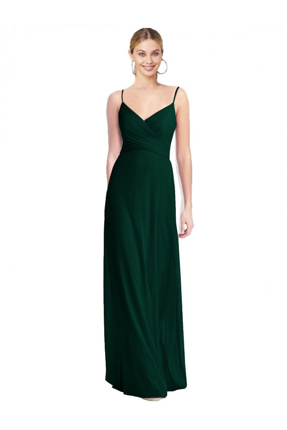 Wide V-Neck Long Spaghetti Strap Chiffon Bridesmaid Dress Bristol