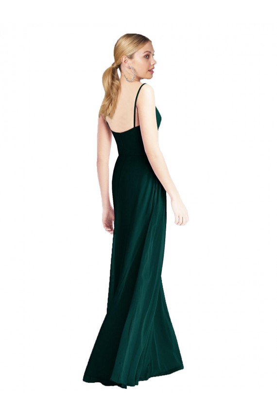 Wide V-Neck Long Spaghetti Strap Chiffon Bridesmaid Dress Bristol