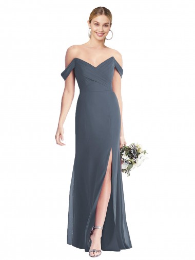 Off the Shoulder Criss Cross Bodice Trumpet Chiffon Bridesmaid Dress Bristol