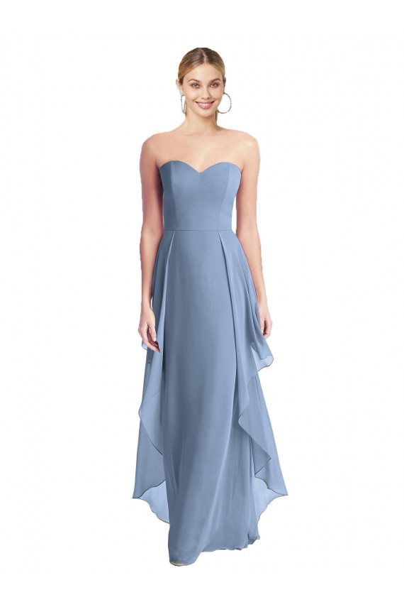 Strapless Chiffon Bridesmaid Dress with Skirt Overlay Bristol