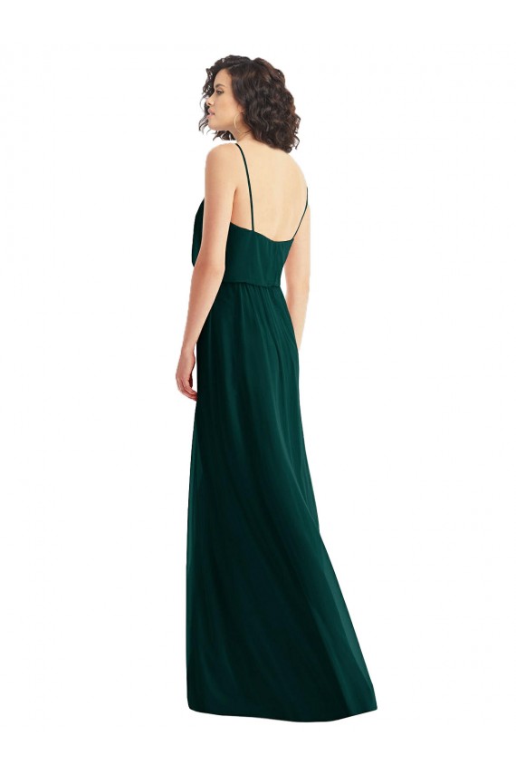 V-Neck Blouson Bodice Chiffon Maxi Bridesmaid Dress Bristol