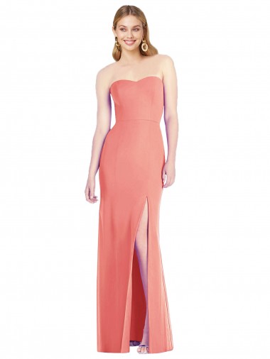 Strapless Chiffon Trumpet Bridesmaid Dress with Front Slit Bristol