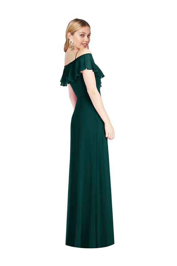 Ruffled Cold-Shoulder Maxi Chiffon Bridesmaid Dress Bristol