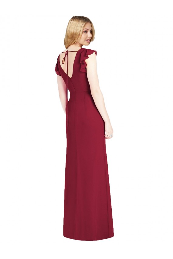 Ruffled Sleeves Mermaid Chiffon Bridesmaid Dress with Front Slit Bristol