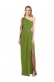 One Shoulder Chiffon Bridesmaid Dress with Draped Front Slit Bristol