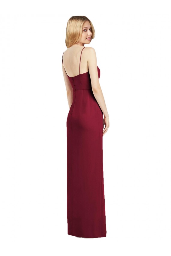 Spaghetti Strap Draped Skirt Chiffon Bridesmaid Dress with Front Slit Bristol