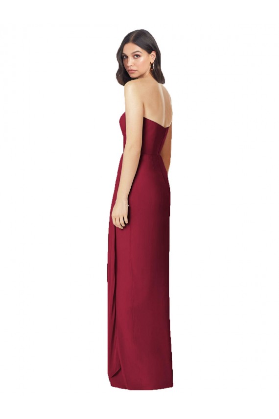 Side Front Slit Draped Strapless Chiffon Bridesmaid Dress Bristol