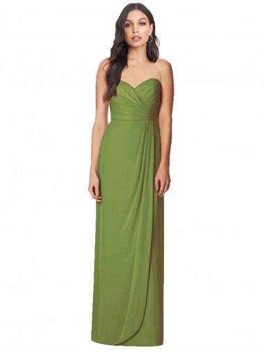 Side Front Slit Draped Strapless Chiffon Bridesmaid Dress Bristol