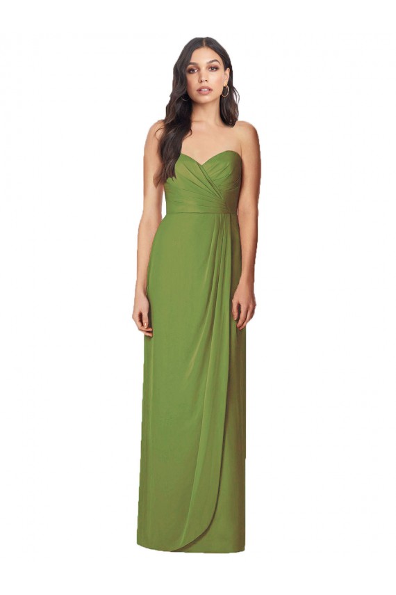 Side Front Slit Draped Strapless Chiffon Bridesmaid Dress Bristol