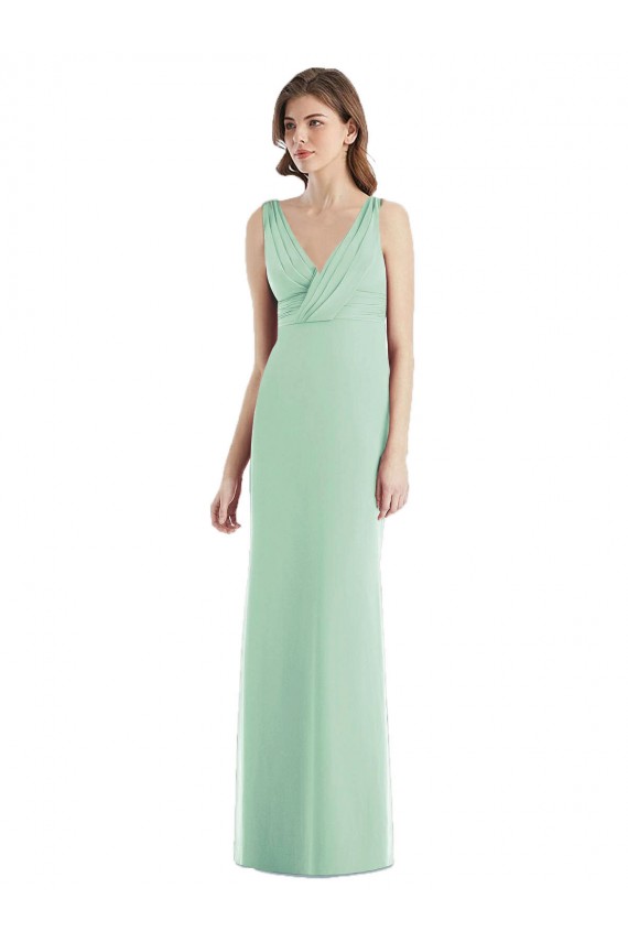 Sleek Open Back Chiffon V-Neck Bridesmaid Dress Bristol