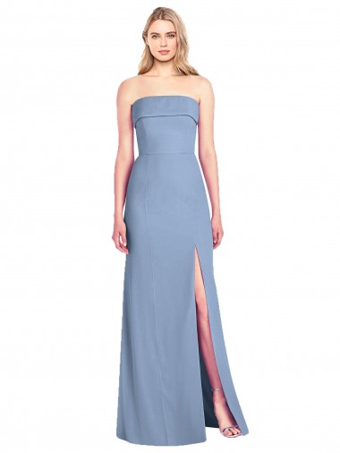 Trumpet Full Length Strapless Chiffon Bridesmaid Dress with Slit Bristol