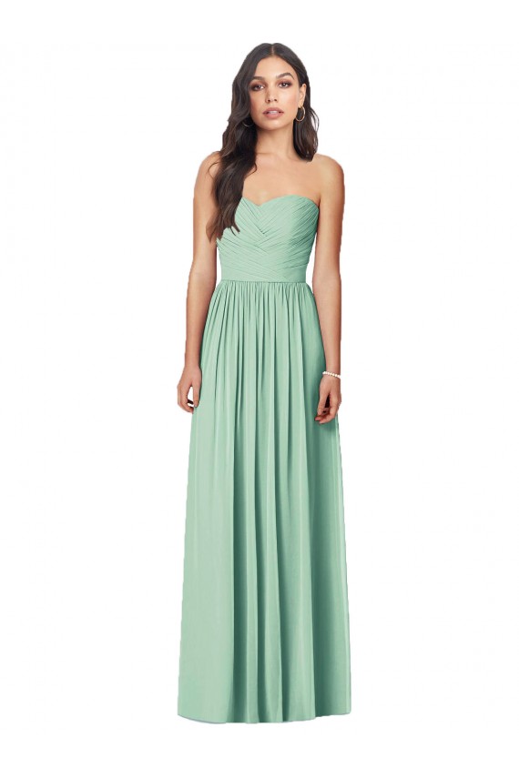 Draped Sweetheart Strapless Long Chiffon Bridesmaid Dress Bristol