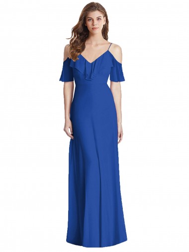 Ruffled Cold-Shoulder Chiffon Maxi Bridesmaid Dress Bristol