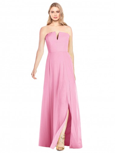 Strapless Notch Chiffon Maxi Bridesmaid Dress Bristol