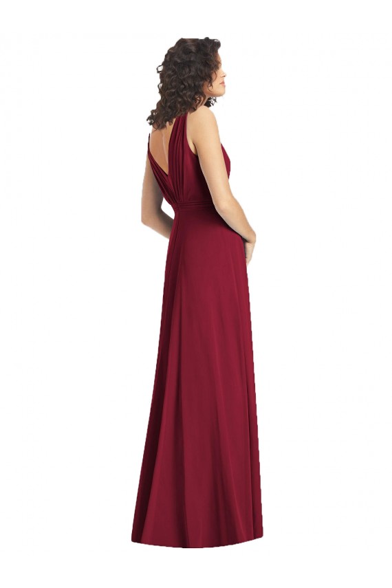 Draped V-Neck Long Sleeveless Chiffon Bridesmaid Dress Bristol
