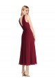 Midi Length Halter Plunging V-Back Chiffon Bridesmaid Dress / Cocktail Dress Bristol