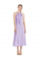 Midi Length Halter Plunging V-Back Chiffon Bridesmaid Dress / Cocktail Dress Bristol
