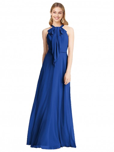 Plunging V-Back Long Full Length Chiffon Bridesmaid Dress Bristol