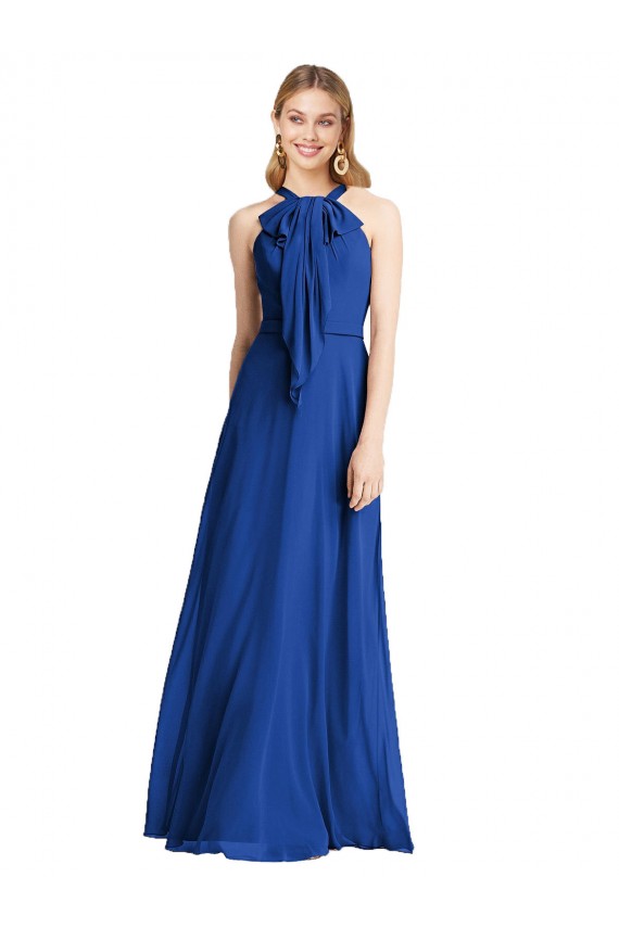Plunging V-Back Long Full Length Chiffon Bridesmaid Dress Bristol